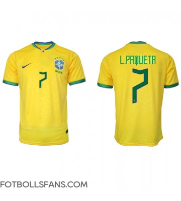Brasilien Lucas Paqueta #7 Replika Hemmatröja VM 2022 Kortärmad